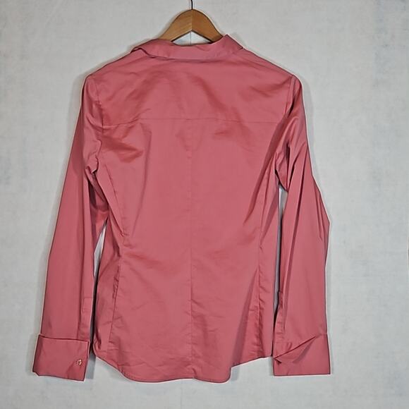 New York & Company Mauve Pink Ruche Front Button Up Shirt - Picture 8 of 8